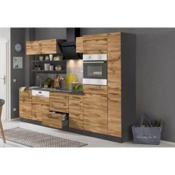 HELD MÖBEL Küchenzeile Tulsa, ohne E-Geräte, Breite 270 cm, schwarze Metallgriffe, MDF Fronten