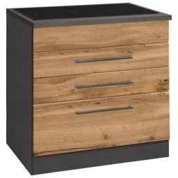HELD MÖBEL Kochfeldumbauschrank Tulsa 80 cm breit, 2 Schubladen, 1 großer Auszug, schwarzer Metallgriff