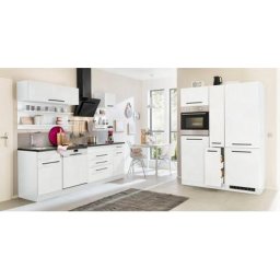 HELD MÖBEL Küchenzeile Tulsa, ohne E-Geräte, Breite 380 cm, schwarze Metallgriffe, MDF Fronten