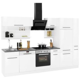 HELD MÖBEL Küchenzeile Tulsa, ohne E-Geräte, Breite 300 cm, schwarze Metallgriffe, MDF Fronten