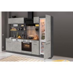 HELD MÖBEL Küchenzeile Tulsa, ohne E-Geräte, Breite 270 cm, schwarze Metallgriffe, MDF Fronten