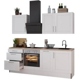 OPTIFIT Küche Ahus, 225 cm breit, ohne E-Geräte, MDF Fronten, Soft Close Funktion