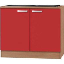 OPTIFIT Spülenschrank Odense 100 cm breit, mit 2 Türen, inkl. Einbauspüle aus Edelstahl