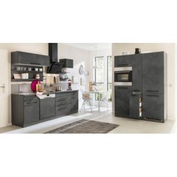 HELD MÖBEL Küchenzeile Tulsa, ohne E-Geräte, Breite 380 cm, schwarze Metallgriffe, MDF Fronten