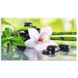 Artland Küchenrückwand Spa Steine Bambus Zweige Orchidee, (1-tlg), Alu Spritzschutz mit Klebeband, einfache Montage