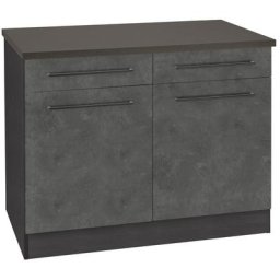 HELD MÖBEL Unterschrank Tulsa 100 cm breit, 2 Schubkästen, 2 Türen, schwarzer Metallgriff, MDF Front