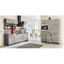 HELD MÖBEL Küchenzeile Tulsa, ohne E-Geräte, Breite 380 cm, schwarze Metallgriffe, MDF Fronten