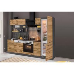 HELD MÖBEL Küchenzeile Tulsa, ohne E-Geräte, Breite 270 cm, schwarze Metallgriffe, MDF Fronten