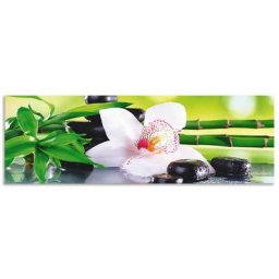 Artland Küchenrückwand Spa Steine Bambus Zweige Orchidee, (1-tlg), Alu Spritzschutz mit Klebeband, einfache Montage
