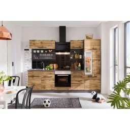 HELD MÖBEL Küchenzeile Tulsa, ohne E-Geräte, Breite 270 cm, schwarze Metallgriffe, MDF Fronten