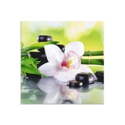 Artland Küchenrückwand Spa Steine Bambus Zweige Orchidee, (1-tlg), Alu Spritzschutz mit Klebeband, einfache Montage