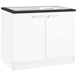 OPTIFIT Spülenschrank Odense 100 cm breit, mit 2 Türen, inkl. Einbauspüle aus Edelstahl