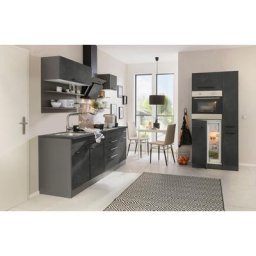 HELD MÖBEL Küchenzeile Tulsa, ohne E-Geräte, Breite 320 cm, schwarze Metallgriffe, MDF Fronten