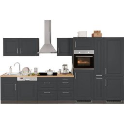 HELD MÖBEL Küchenzeile Stockholm, Breite 370 cm, mit hochwertigen MDF Fronten im Landhaus-Stil