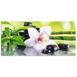 Artland Küchenrückwand Spa Steine Bambus Zweige Orchidee, (1-tlg), Alu Spritzschutz mit Klebeband, einfache Montage