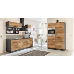 HELD MÖBEL Küchenzeile Tulsa, ohne E-Geräte, Breite 350 cm, schwarze Metallgriffe, MDF Fronten