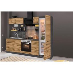 HELD MÖBEL Küchenzeile Tulsa, ohne E-Geräte, Breite 270 cm, schwarze Metallgriffe, MDF Fronten