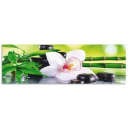 Artland Küchenrückwand Spa Steine Bambus Zweige Orchidee, (1-tlg), Alu Spritzschutz mit Klebeband, einfache Montage
