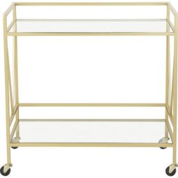 GALA Servierwagen Rue du Caire, Metallrahmen, Klarglas Ablageflächen, Barwagen mit Rollen, Breite 80cm