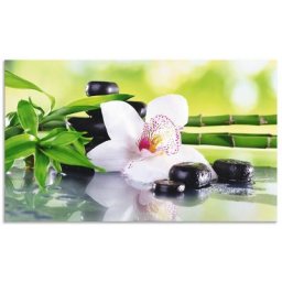 Artland Küchenrückwand Spa Steine Bambus Zweige Orchidee, (1-tlg), Alu Spritzschutz mit Klebeband, einfache Montage