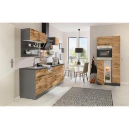 HELD MÖBEL Küchenzeile Tulsa, ohne E-Geräte, Breite 320 cm, schwarze Metallgriffe, MDF Fronten