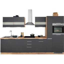 HELD MÖBEL Küche Luhe, 330 cm breit, wahlweise mit oder ohne E-Geräten, gefräste MDF-Fronten
