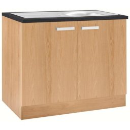 OPTIFIT Spülenschrank Odense 100 cm breit, mit 2 Türen, inkl. Einbauspüle aus Edelstahl