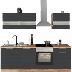 HELD MÖBEL Küche Luhe, 240 cm breit, wahlweise mit oder ohne E-Geräten, gefräste MDF-Fronten
