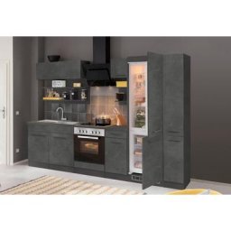 HELD MÖBEL Küchenzeile Tulsa, ohne E-Geräte, Breite 300 cm, schwarze Metallgriffe, MDF Fronten