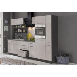 HELD MÖBEL Küchenzeile Tulsa, ohne E-Geräte, Breite 300 cm, schwarze Metallgriffe, MDF Fronten