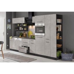 HELD MÖBEL Küchenzeile Tulsa, ohne E-Geräte, Breite 300 cm, schwarze Metallgriffe, MDF Fronten