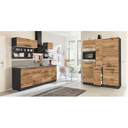 HELD MÖBEL Küchenzeile Tulsa, ohne E-Geräte, Breite 360 cm, schwarze Metallgriffe, MDF Fronten