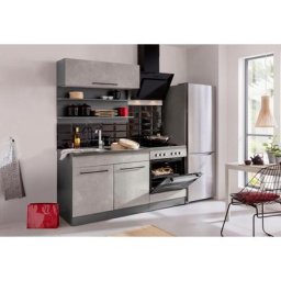 HELD MÖBEL Küchenzeile Tulsa, Breite 160 cm, schwarze Metallgriffe, hochwertige MDF Fronten