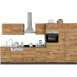 HELD MÖBEL Küchenzeile Stockholm, Breite 370 cm, mit hochwertigen MDF Fronten im Landhaus-Stil