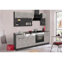 HELD MÖBEL Küchenzeile Tulsa, ohne E-Geräte, Breite 210 cm, schwarze Metallgriffe, MDF Fronten