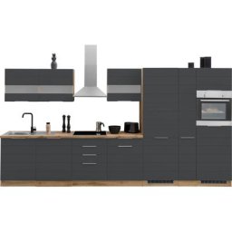HELD MÖBEL Küche Luhe, 390 cm breit, wahlweise mit oder ohne E-Geräten, gefräste MDF-Fronten