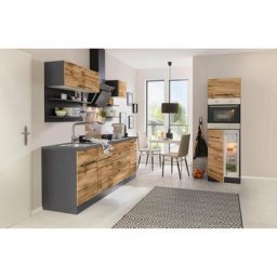 HELD MÖBEL Küchenzeile Tulsa, ohne E-Geräte, Breite 290 cm, schwarze Metallgriffe, MDF Fronten