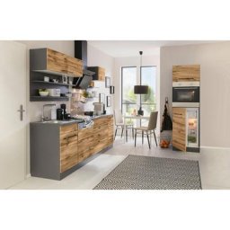 HELD MÖBEL Küchenzeile Tulsa, ohne E-Geräte, Breite 290 cm, schwarze Metallgriffe, MDF Fronten