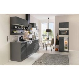 HELD MÖBEL Küchenzeile Tulsa, ohne E-Geräte, Breite 290 cm, schwarze Metallgriffe, MDF Fronten