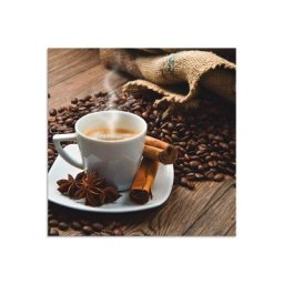 Artland Küchenrückwand Kaffeetasse Leinensack mit Kaffeebohnen, (1-tlg), Alu Spritzschutz mit Klebeband, einfache Montage