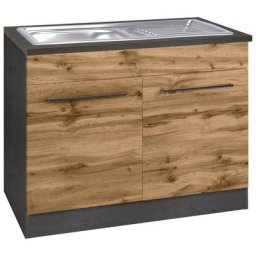 HELD MÖBEL Spülenschrank Tulsa 100 cm breit, 2 Türen, Metallgriff, MDF Front, inkl. Einbauspüle