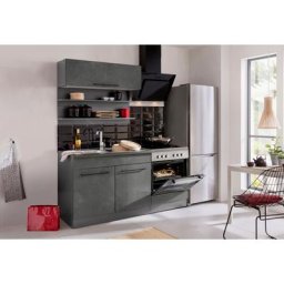 HELD MÖBEL Küchenzeile Tulsa, Breite 160 cm, schwarze Metallgriffe, hochwertige MDF Fronten