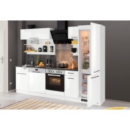 HELD MÖBEL Küchenzeile Tulsa, ohne E-Geräte, Breite 270 cm, schwarze Metallgriffe, MDF Fronten