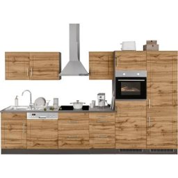 HELD MÖBEL Küchenzeile Stockholm, Breite 340 cm, mit hochwertigen MDF Fronten im Landhaus-Stil