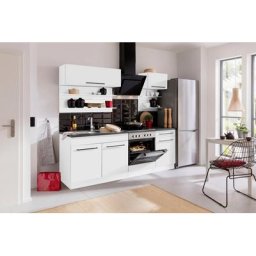 HELD MÖBEL Küchenzeile Tulsa, Breite 210 cm, schwarze Metallgriffe, hochwertige MDF Fronten