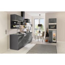 HELD MÖBEL Küchenzeile Tulsa, ohne E-Geräte, Breite 290 cm, schwarze Metallgriffe, MDF Fronten