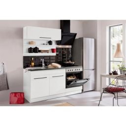 HELD MÖBEL Küchenzeile Tulsa, Breite 160 cm, schwarze Metallgriffe, hochwertige MDF Fronten