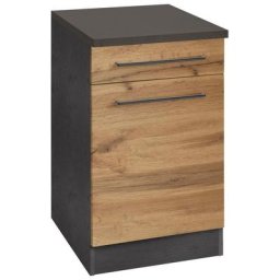 HELD MÖBEL Unterschrank Tulsa 50 cm breit, 1 Tür, 1 Schubkasten, schwarzer Metallgriff, MDF Front