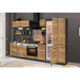 HELD MÖBEL Küchenzeile Tulsa, ohne E-Geräte, Breite 300 cm, schwarze Metallgriffe, MDF Fronten