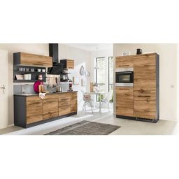 HELD MÖBEL Küchenzeile Tulsa, ohne E-Geräte, Breite 330 cm, schwarze Metallgriffe, MDF Fronten